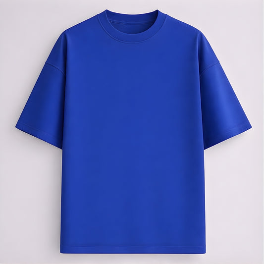Words Armor solid plain royal blue oversized t shirt front view for men and women