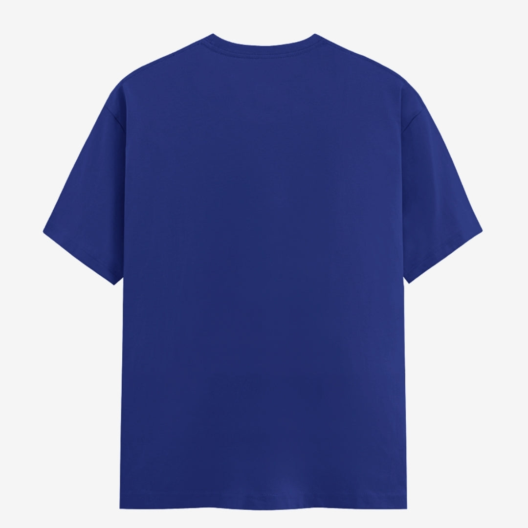 Words Armor solid plain royal blue t shirt back view for men and women