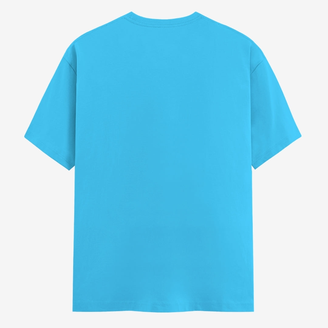Words Armor solid plain sky blue t shirt back view for men and women