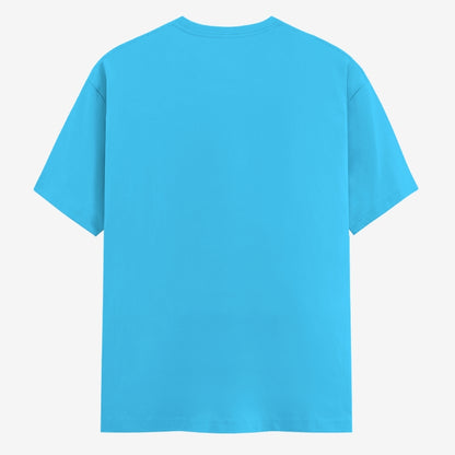 Words Armor solid plain sky blue t shirt back view for men and women