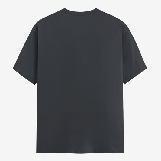 Words Armor solid plain steel grey t shirt back view for men and women
