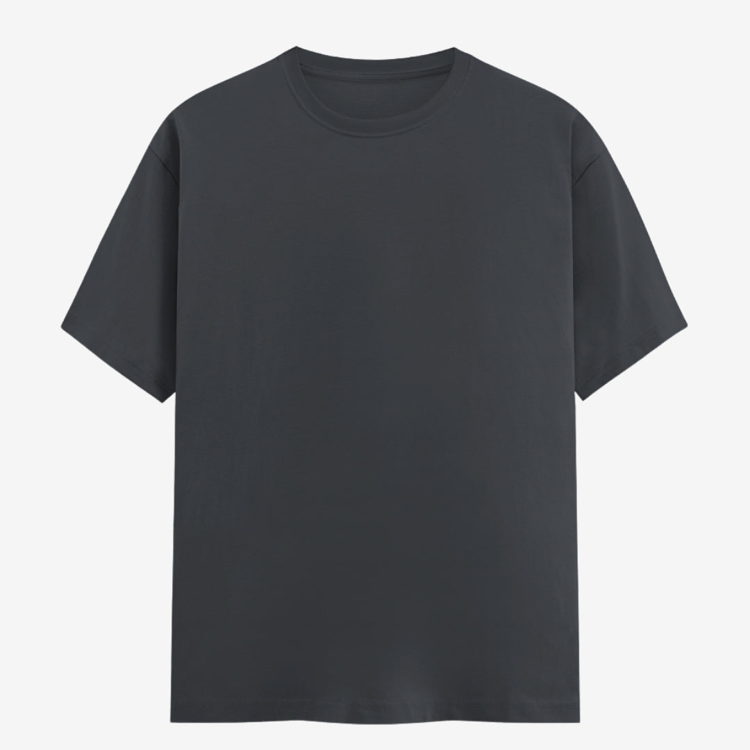 Words Armor solid plain steel grey t shirt front view for men and women