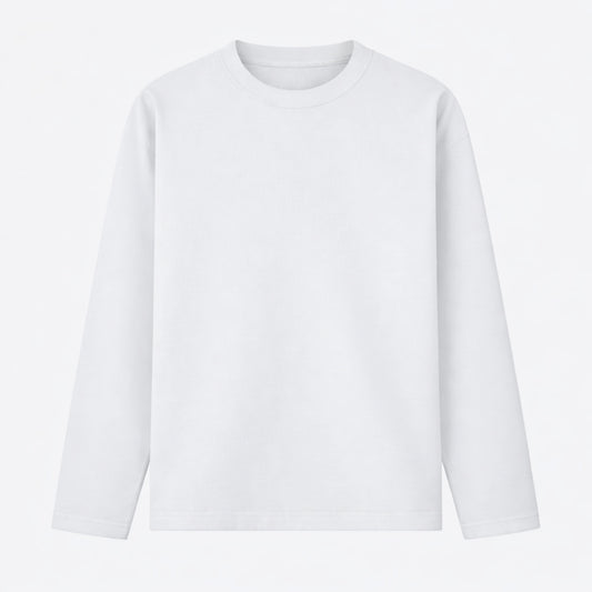 Words Armor solid plain white full sleeve t shirt front view for men and women