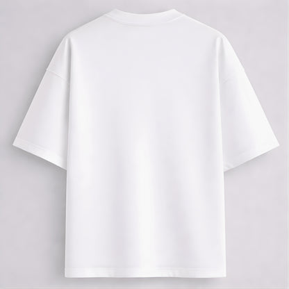 Words Armor solid plain white oversized t shirt back view for men and women