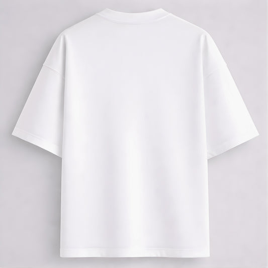 Words Armor solid plain white oversized t shirt back view for men and women