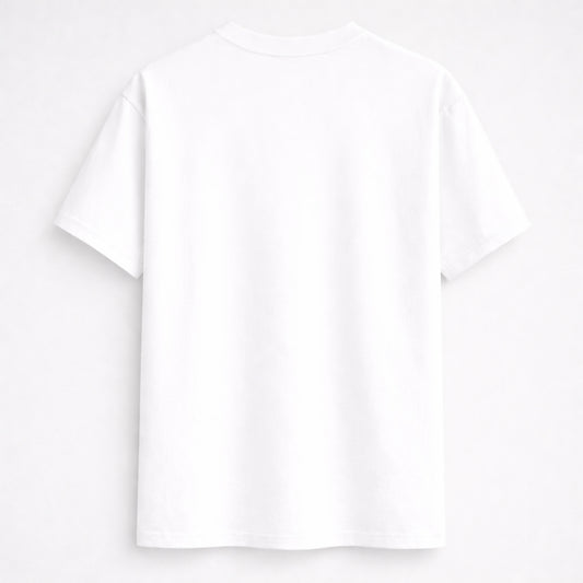 Words Armor solid plain white t shirt back view for men and women