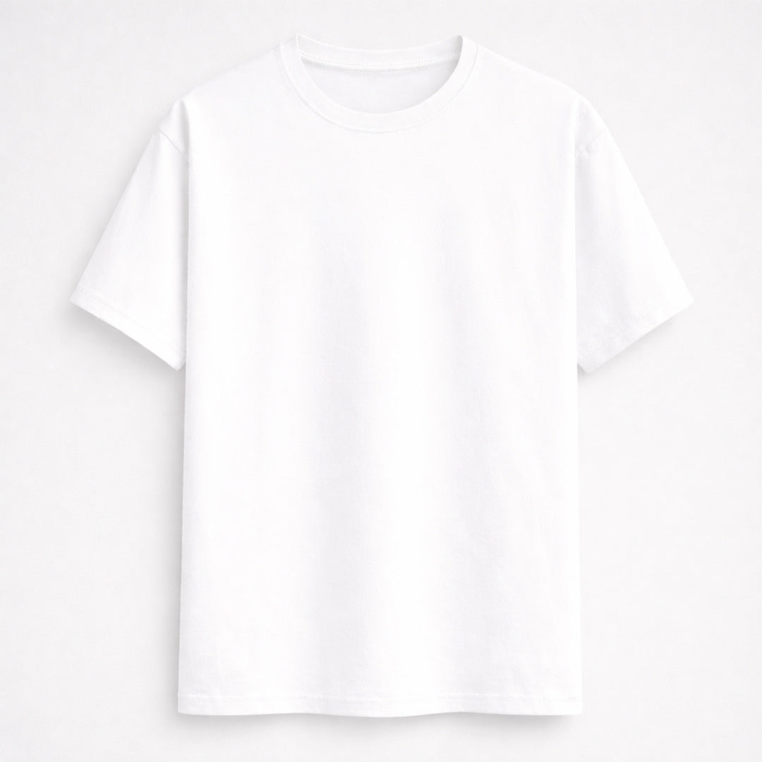 Words Armor solid plain white t shirt front view for men and women
