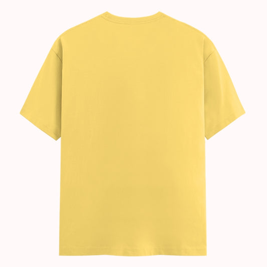 Words Armor solid plain yellow t shirt back view for men and women