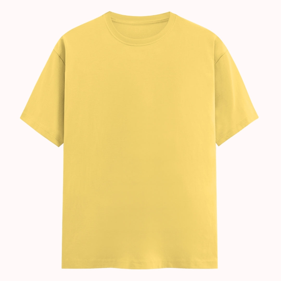 Words Armor solid plain yellow t shirt front view for men and women