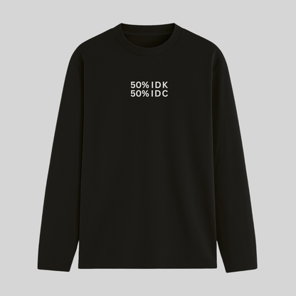 Black long-sleeve shirt with white text on a light gray background wordsarmor