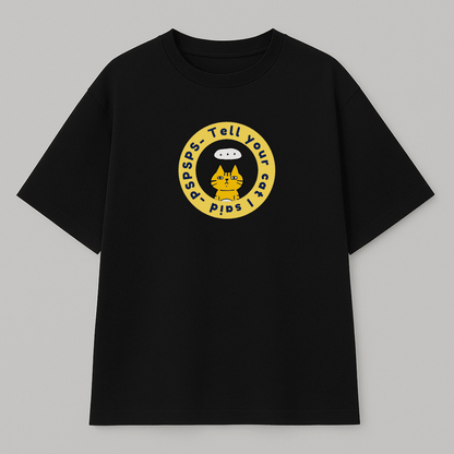Black meme t-shirt with yellow graphic and text on a gray background wordsarmor